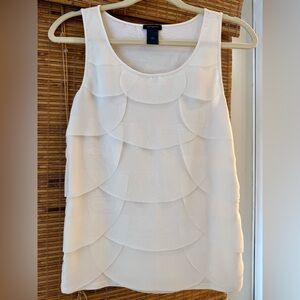 Ann Taylor Ivory White Scalloped Top XS